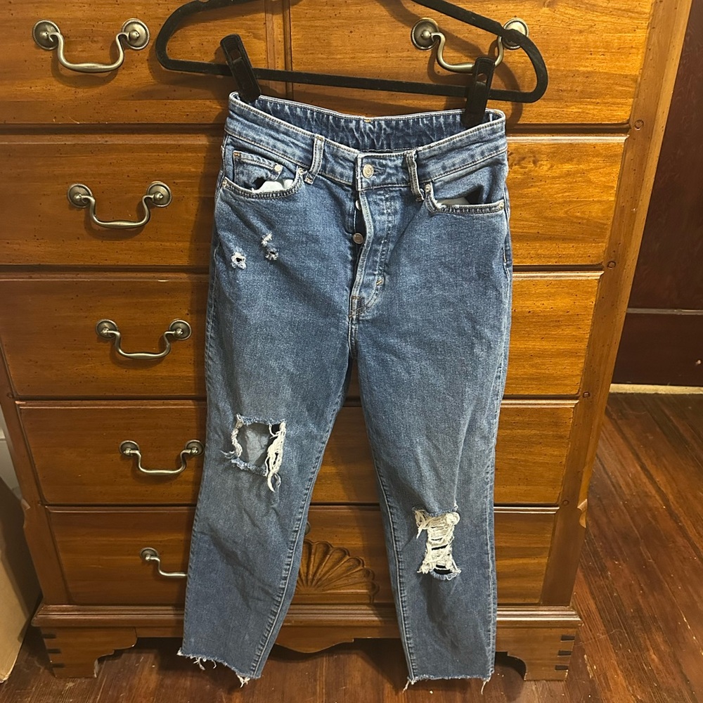 H&M Distressed Mom High Waist Jeans